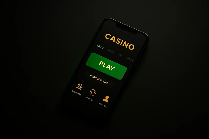 Premium Casino App Modern smartphone showing dark premium casino app with green accents